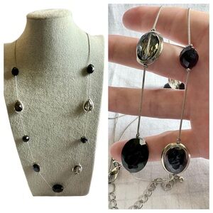 Long Dark Jeweled Faceted Necklace